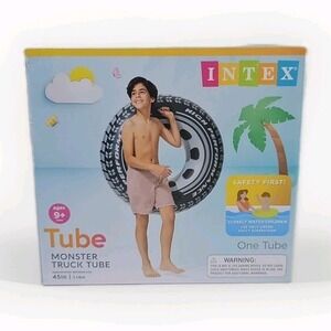 Intex Monster Truck Tube Kids 45in Black Inflatable Pool Float 56268EP